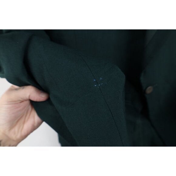 Vintage 50s Rockabilly Mens 39R Satin Trim Smoking Prom Tuxedo Jacket Green USA - Picture 8 of 16